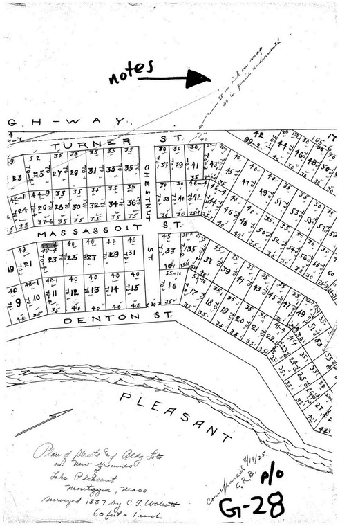 Turners Falls Fire District Land  at Lake pleasant.. Tracing of P/o 1887 plan Montague G-28 - Map Reprint