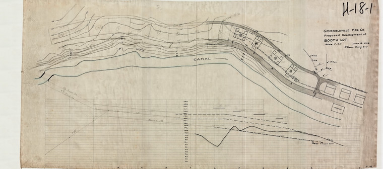 Griswoldville Mfg. Booth Lot Proposed Development     xsect Contour Prop Lots - Canal Colrain H-18-01 - Map Reprint