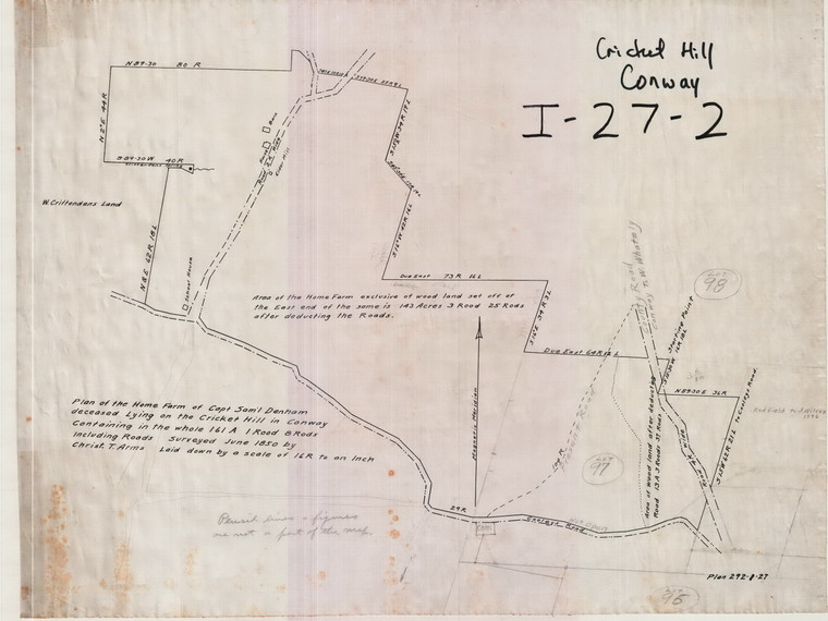 Capt. Saml Denham Farm (Copy)  161ac Conway I-27-2 - Map Reprint