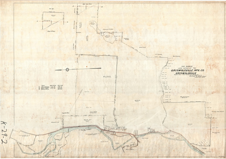 G.M. Co Land at Griswoldville PL Survey bldgs  big area Colrain K-29-02 - Map Reprint