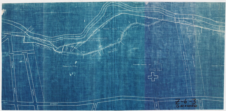 Jail Property   Property line math near River only Greenfield Z-06-3 - Map Reprint