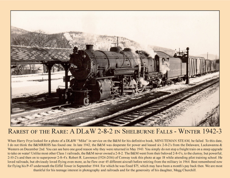 Rarest of the Rare: A DL&W 2-8-2 in Shelburne Falls - Winter 1942-3 - December 2022 Railroad Calendar Picture
