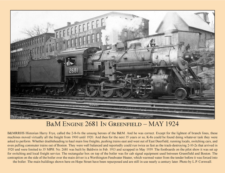 B&M Engine 2681 In Greenfield  MAY 1924 - December 2023 Railroad Calendar Picture