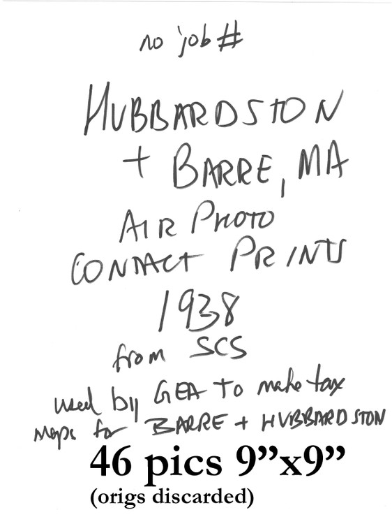 Barre - Hubbardston 1938 MA Air Photo Cover Page