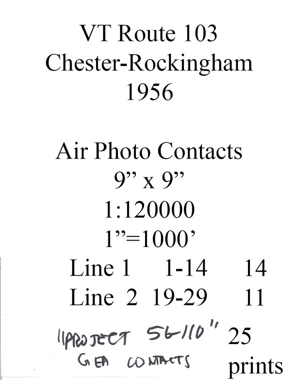 Chester - Rte 103 1956 VT Air Photo Cover Page