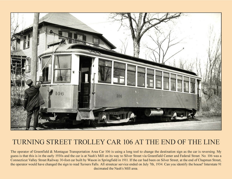 Turning Street Trolley Car 106 At The End Of The Line - February 2025 Railroad Calendar Picture