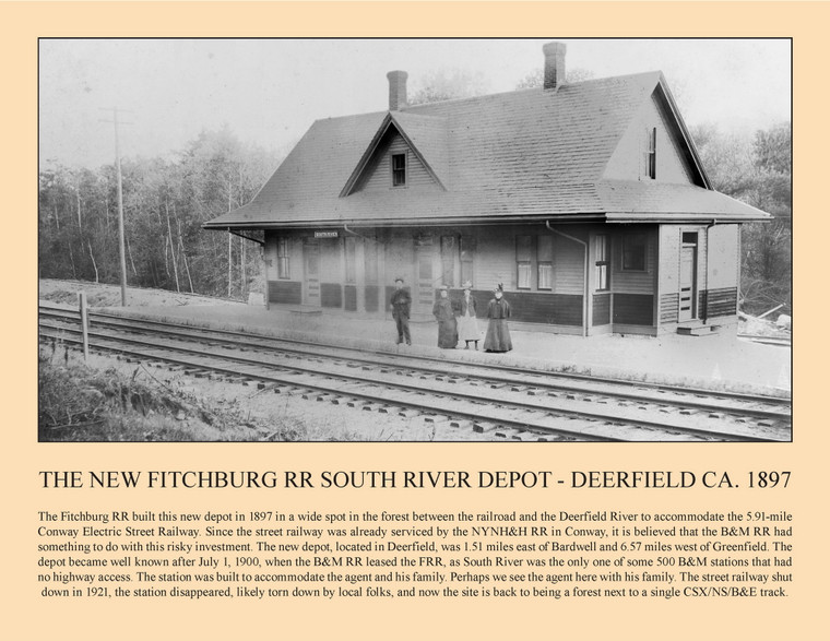 The New Fitchburg Rr South River Depot - Deerfield ca. 1897 - August 2025 Railroad Calendar Picture