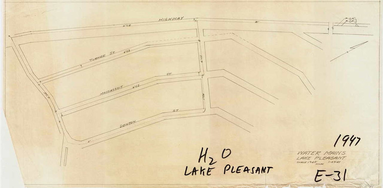 Water Mains Lake Pleasant  Montague E-031 - Map Reprint