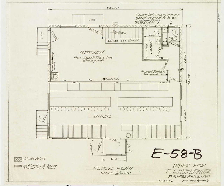 Diner For E. L. Kuklewicz Montague E-058-B - Map Reprint