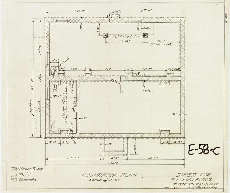 Diner For E. L. Kuklewicz Montague E-058-C - Map Reprint