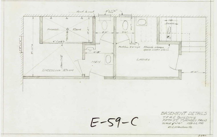 Basement Details T.F.A.C. Bldg Turners Falls E-059-C - Map Reprint