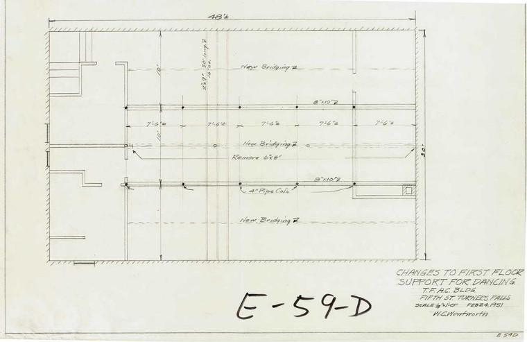 Changes to First Floor Support for Dancing T.F.A.C. Bldg Montague E-059-D - Map Reprint