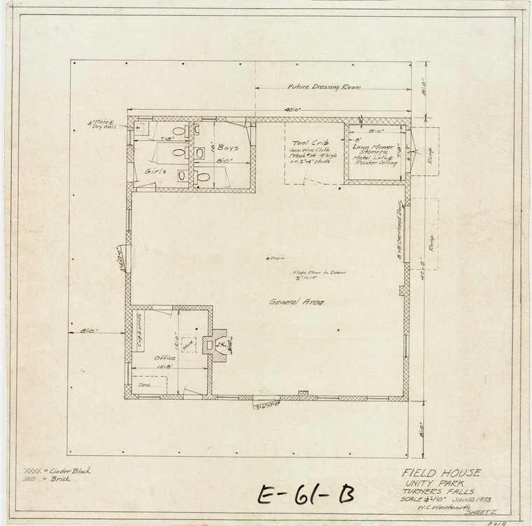 Field House Unity Park Montague E-061-B - Map Reprint