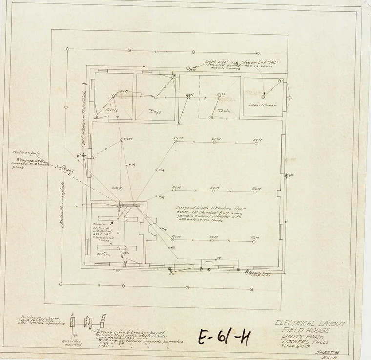Electrical Layout Field House Unity Park Montague E-061-H - Map Reprint