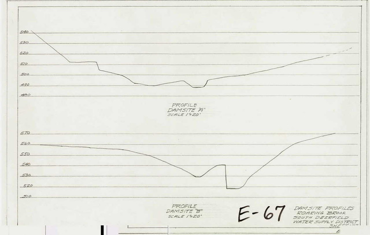 Damsite Profiles Roaring Brook South Deerfield E-067 - Map Reprint