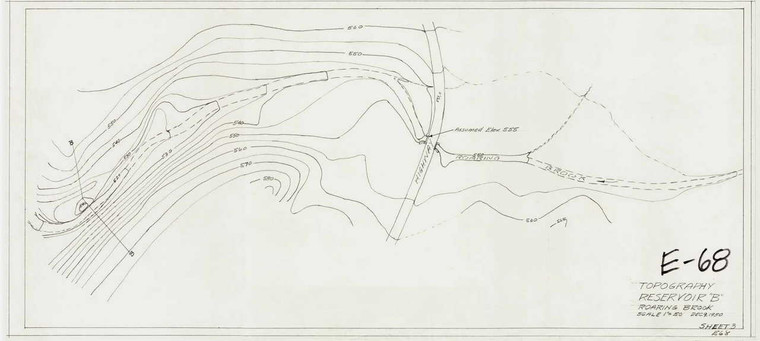 Topography Reservoir "B" Roaring Brook South Deerfield E-068 - Map Reprint