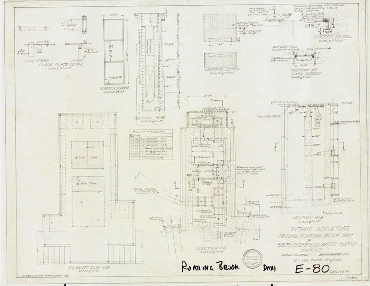 Intake Structure Raising Roaring Brook Dam of So. Deerfield Water Supply District South Deerfield E-080 - Map Reprint