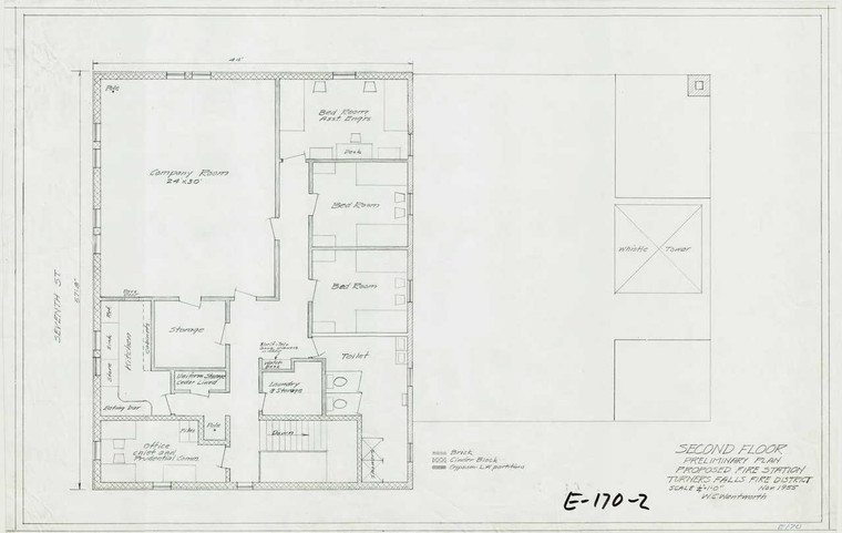 Second Floor Preliminary Plan Proposed Fire Station Montague E-170-2 - Map Reprint