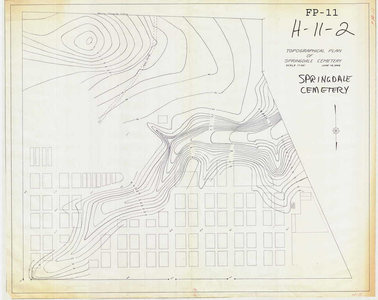 Cemetery Topographical plan springdale cemetery (by wcw 1946) Montague FP-11 - Map Reprint