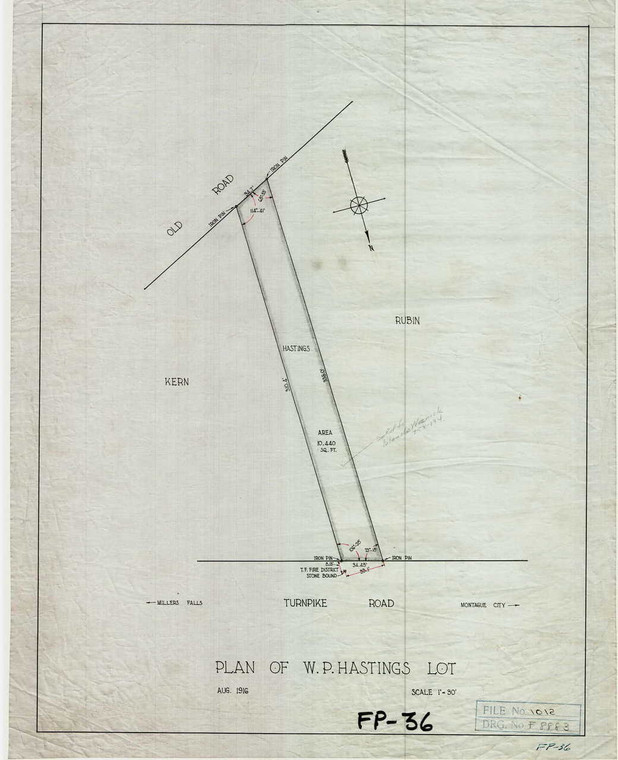 W.P. Hastings Lot  Montague FP-36 - Map Reprint