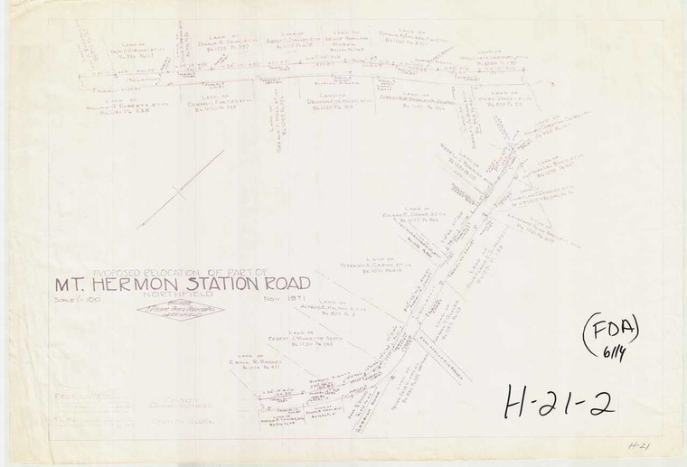 Proposed Relocation of Part of Mt. Hermon STation Road Northfield Northfield H-021-2 - Map Reprint