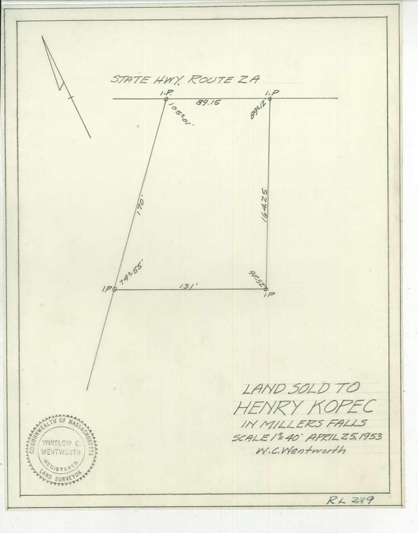Kopec, Henry  (sold to) Montague RL-219 - Map Reprint Kopec, Henry  (sold to) Montague RL-219 - Map Reprint