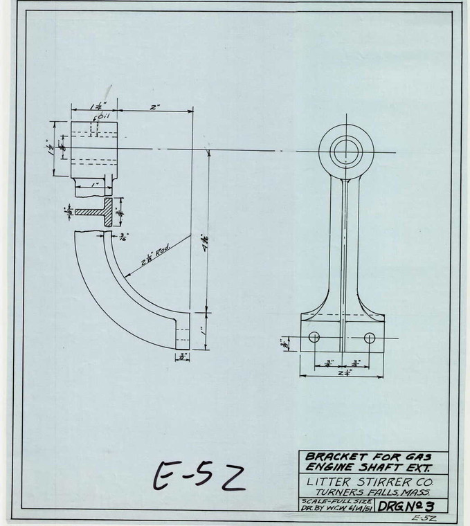 Bracket for Gas Engine Shaft Ext. Montague E-052 - Map (Digital Download Copy)