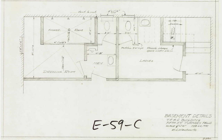 Basement Details T.F.A.C. Bldg Turners Falls E-059-C - Map (Digital Download Copy)