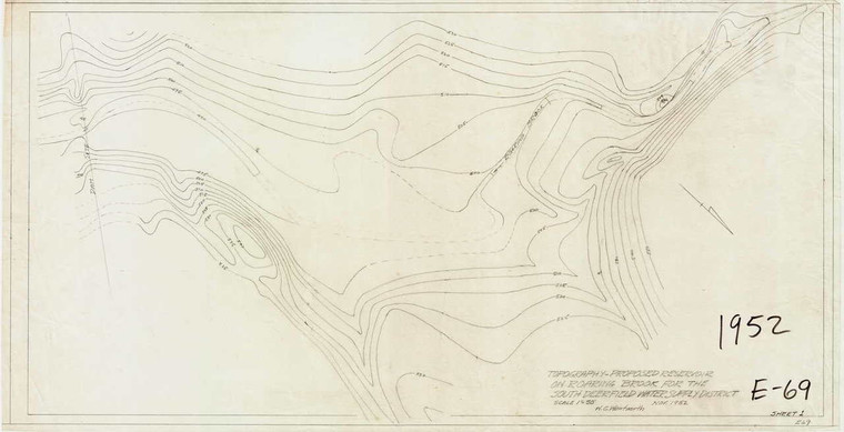 Topography- Proposed Reservoir on Roaring Brook for the South Deerfield Water Supply Diatrict South Deerfield E-069 - Map (Digital Download Copy)