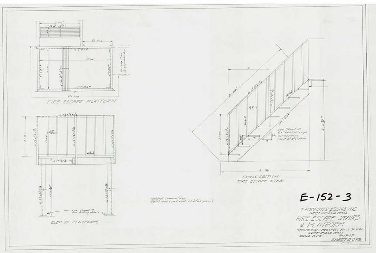 Fire Escaape Stairs and Platform Stoneleigh-Prospect Hill School Greenfield E-152-3 - Map (Digital Download Copy)