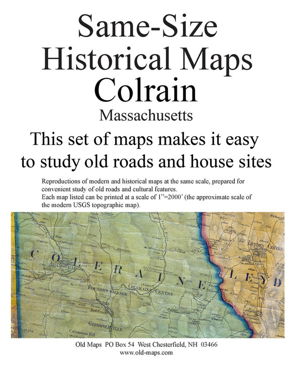 Set of 18 same size Historical Maps - Colrain MA Old Map