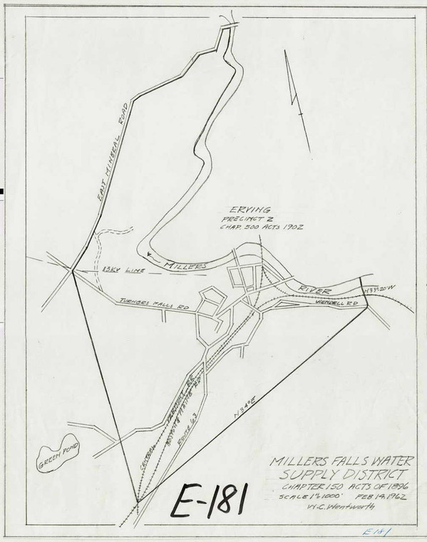 Millers Falls Water Supply District Montague E-181 - Map (Digital Download Copy)