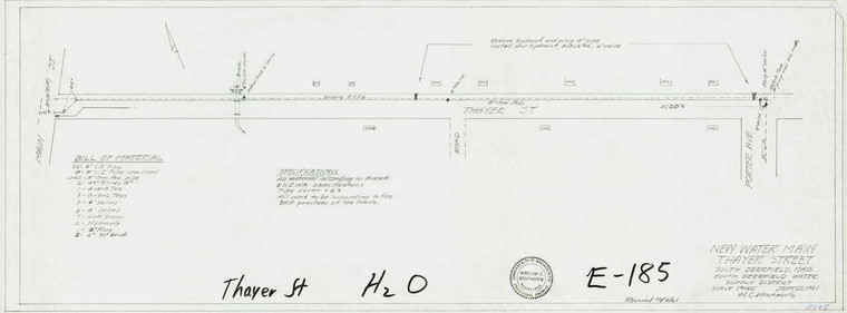 New Water Main South Deerfield E-185 - Map (Digital Download Copy)