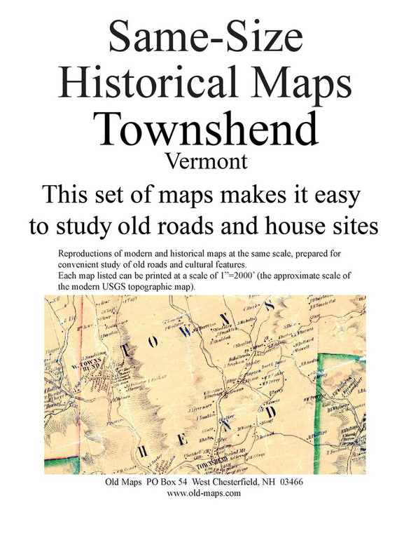 Set of 12 same size Historical Maps - Townshend VT Old Map