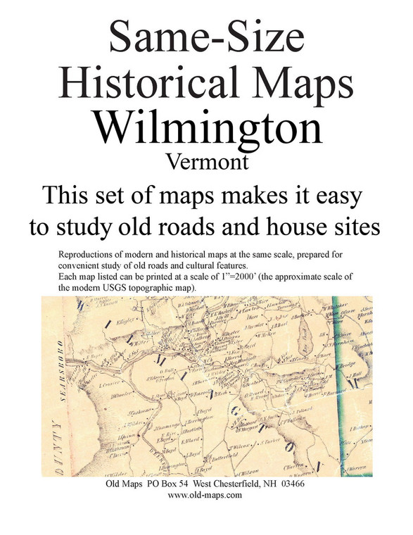 Set of 10 same size Historical Maps - Wilmington VT Old Map