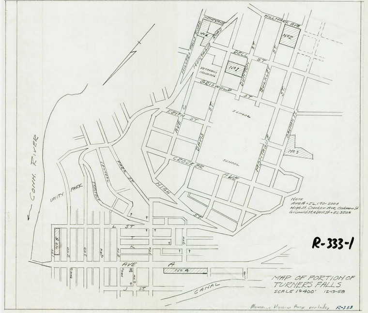 Map of Portion of Turners Falls, Montague Housing Authority Montague R