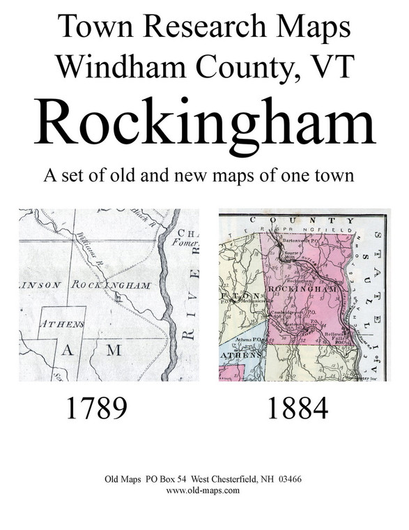 Set of 16 Historical and Modern Maps - Rockingham VT Old Map