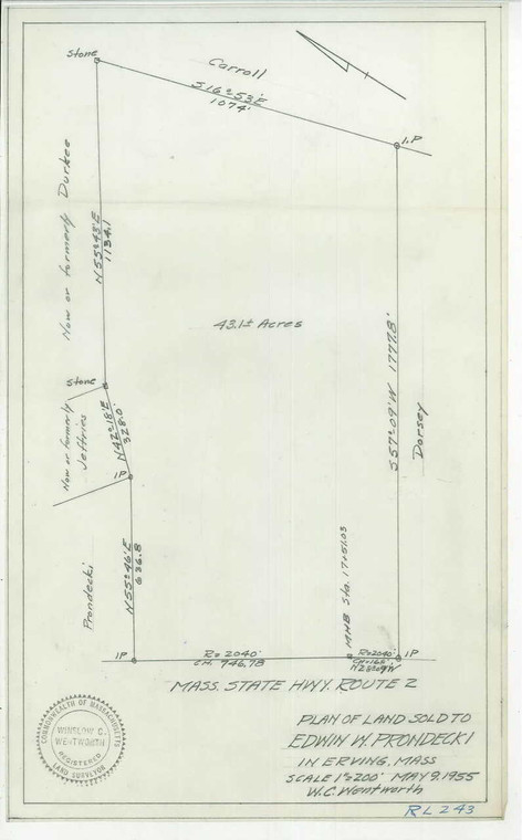Dorsey, Thomas to Ed Prondecki Erving RL-243 - Map (Digital Download Copy)