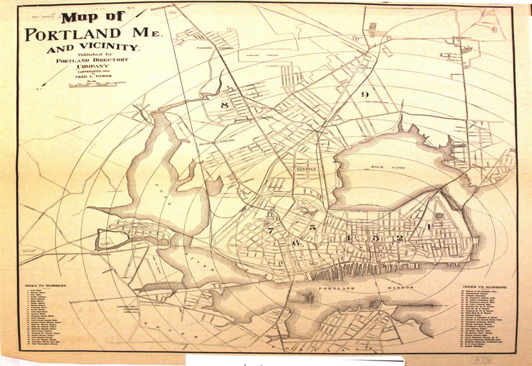 Portland 1912 Tower - Old Map Reprint -Maine Towns Other (Rsch)