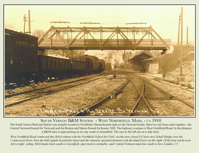South Vernon B&M Station - West Northfield, Mass. - ca 1910 - May 2008 Railroad Calendar Picture