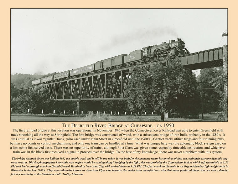 The Deerfield River Bridge at Cheapside - ca 1950 - May 2012 Railroad Calendar Picture