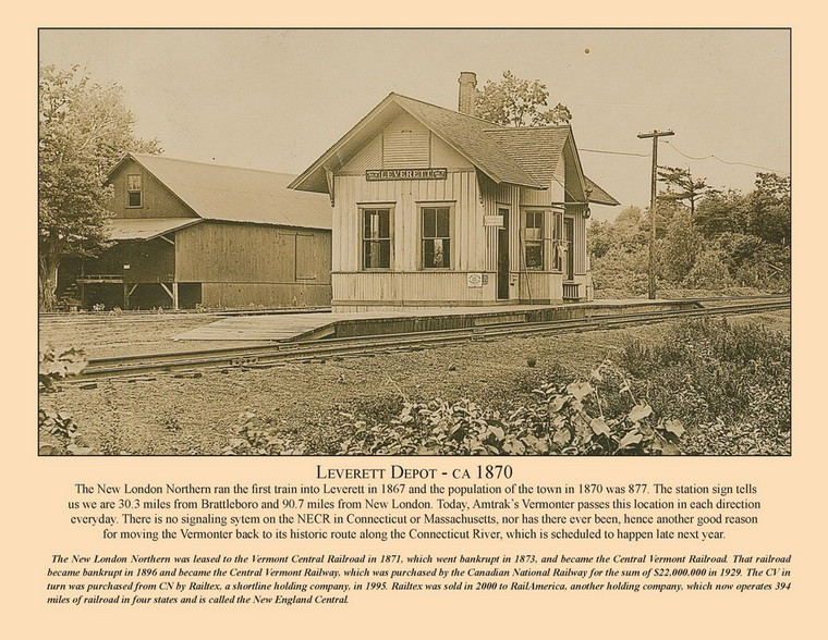 Leverett Depot - ca 1870 - July 2012 Railroad Calendar Picture
