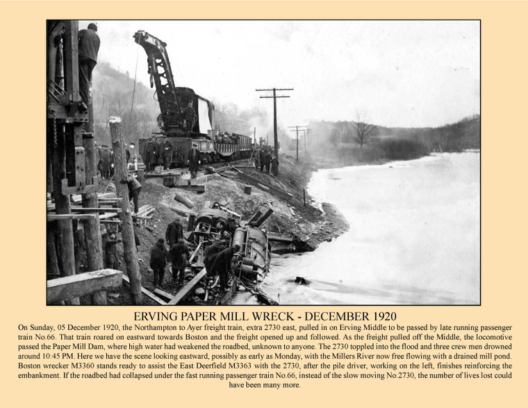 Erving Paper Mill Wreck - December 1920 - December 2014 Railroad Calendar Picture