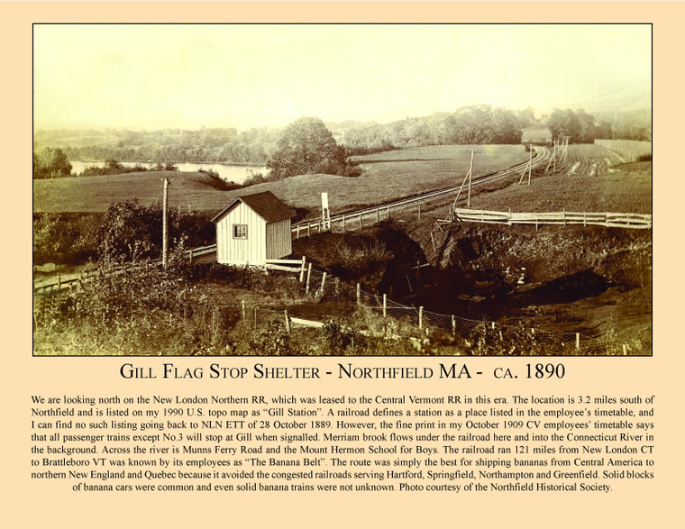 Gill Flag Stop Shelter - Northfield MA - ca. 1890 - August 2016 Railroad Calendar Picture