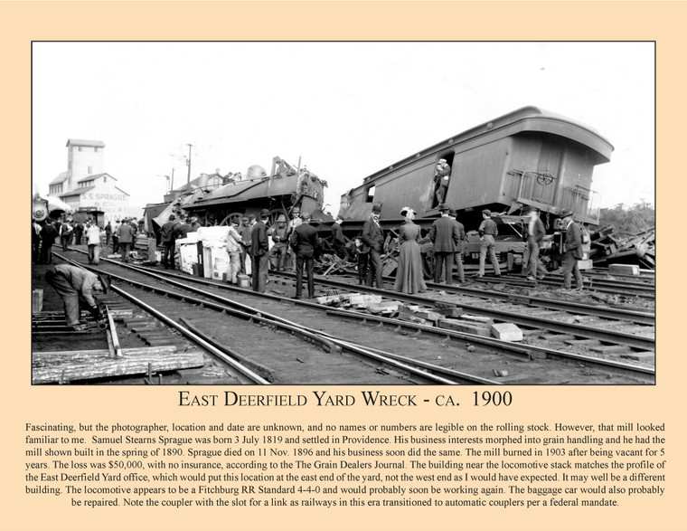 East Deerfield Yard Wreck - ca. 1900 - February 2017 Railroad Calendar Picture