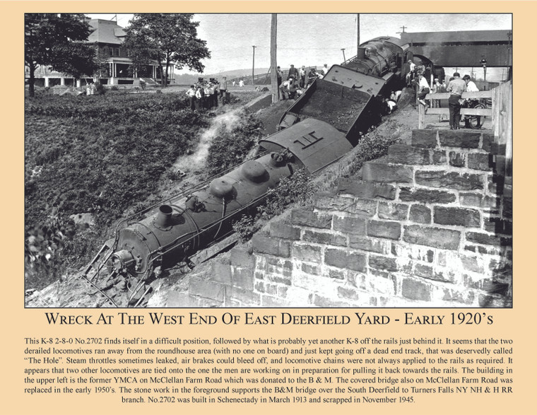 Wreck At The West End Of East Deerfield Yard - Early 1920s - September 2020 Railroad Calendar Picture