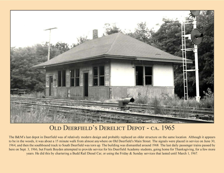 Old Deerfield's Derelict Depot - ca. 1965 - August 2021 Railroad Calendar Picture
