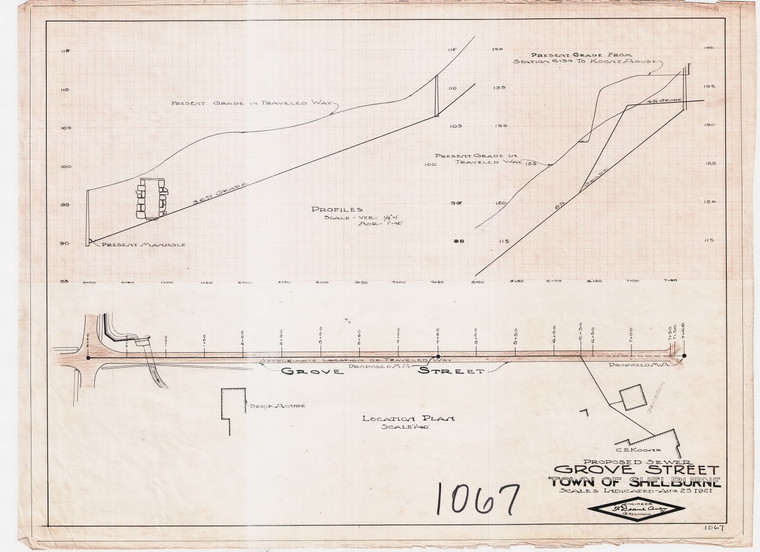 Town of Shelburne    Sewer Grove Street (S. Falls) Shelburne 1067 - Map Reprint