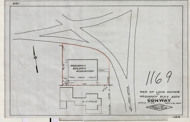 Wequanch Bldg Ass'n (Red Men's Hall) Conway 1169 - Map Reprint