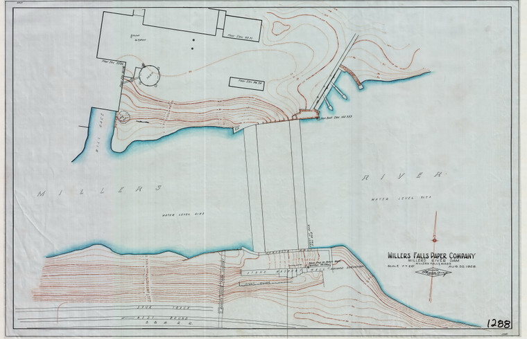 Millers Falls Paper Co. - Millers Falls - Dam & Contours Montague 1288 - Map Reprint